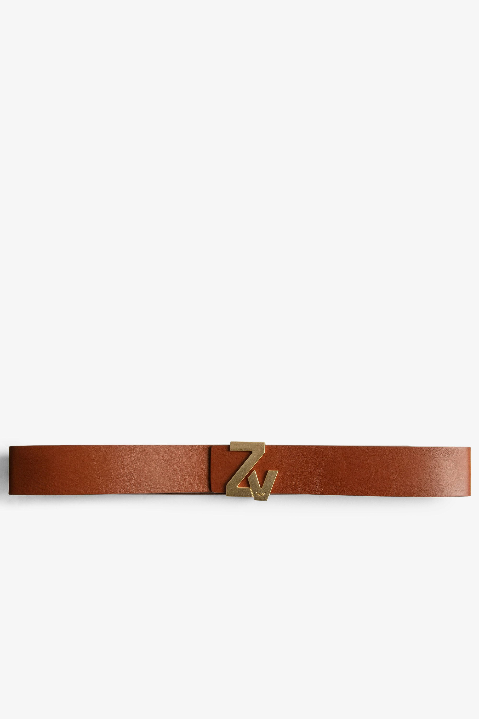 Cintura ZV Initiale La Belt Pelle Cintura in pelle marrone con iniziali ZV donna