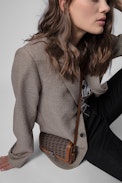 Borsa ZV Initiale Le Mini - Borsa ZV Initiale con monogramma ZV iniziale e pelle scamosciata cognac