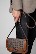 Borsa ZV Initiale Le Mini - Borsa ZV Initiale con monogramma ZV iniziale e pelle scamosciata cognac
