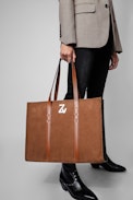 ZV Initiale Le Tote Bag - Women's Le Tote bag in cognac suede