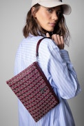 Pochette La Pouch Monogram - Pochette en cuir bordeaux et jacquard monogram Zadig&Voltaire.