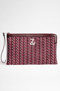 Pochette La Pouch Monogram - Pochette en cuir bordeaux et jacquard monogram Zadig&Voltaire.