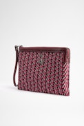 Pochette La Pouch Monogram - Pochette en cuir bordeaux et jacquard monogram Zadig&Voltaire.