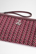 Pochette La Pouch Monogram - Pochette en cuir bordeaux et jacquard monogram Zadig&Voltaire.