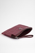 Pochette La Pouch Monogram - Pochette en cuir bordeaux et jacquard monogram Zadig&Voltaire.