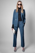 Visko Crêpe Jacket - Women's jacket in blue-gray crêpe