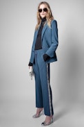 Visko Crêpe Jacket - Women's jacket in blue-gray crêpe