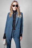 Visko Crêpe Jacket - Women's jacket in blue-gray crêpe