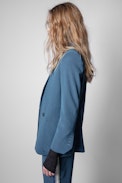 Visko Crêpe Jacket - Women's jacket in blue-gray crêpe