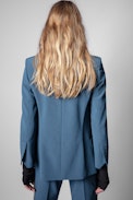 Visko Crêpe Jacket - Women's jacket in blue-gray crêpe