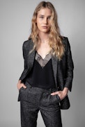Veste Viva - Veste en laine glitter noire Femme