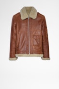 Shearling-Pilotenjacke Loyd Leder - Gefütterte Herrenjacke aus braunem Shearling