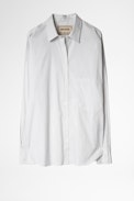 Tamara ZV Stripes Shirt - Woman’s white shirt with grey stripes