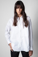 Tamara ZV Stripes Shirt - Woman’s white shirt with grey stripes