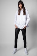 Tamara ZV Stripes Shirt - Woman’s white shirt with grey stripes