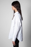 Tamara ZV Stripes Shirt - Woman’s white shirt with grey stripes