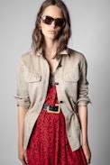 Camicia Tackl Mili - Camicia in cotone e lino beige LOVE NOW sul retro donna
