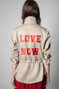Camicia Tackl Mili - Camicia in cotone e lino beige LOVE NOW sul retro donna
