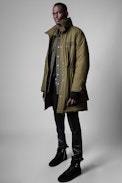 Parka Karl tech - Parka kaki intérieur fausse fourrure Homme