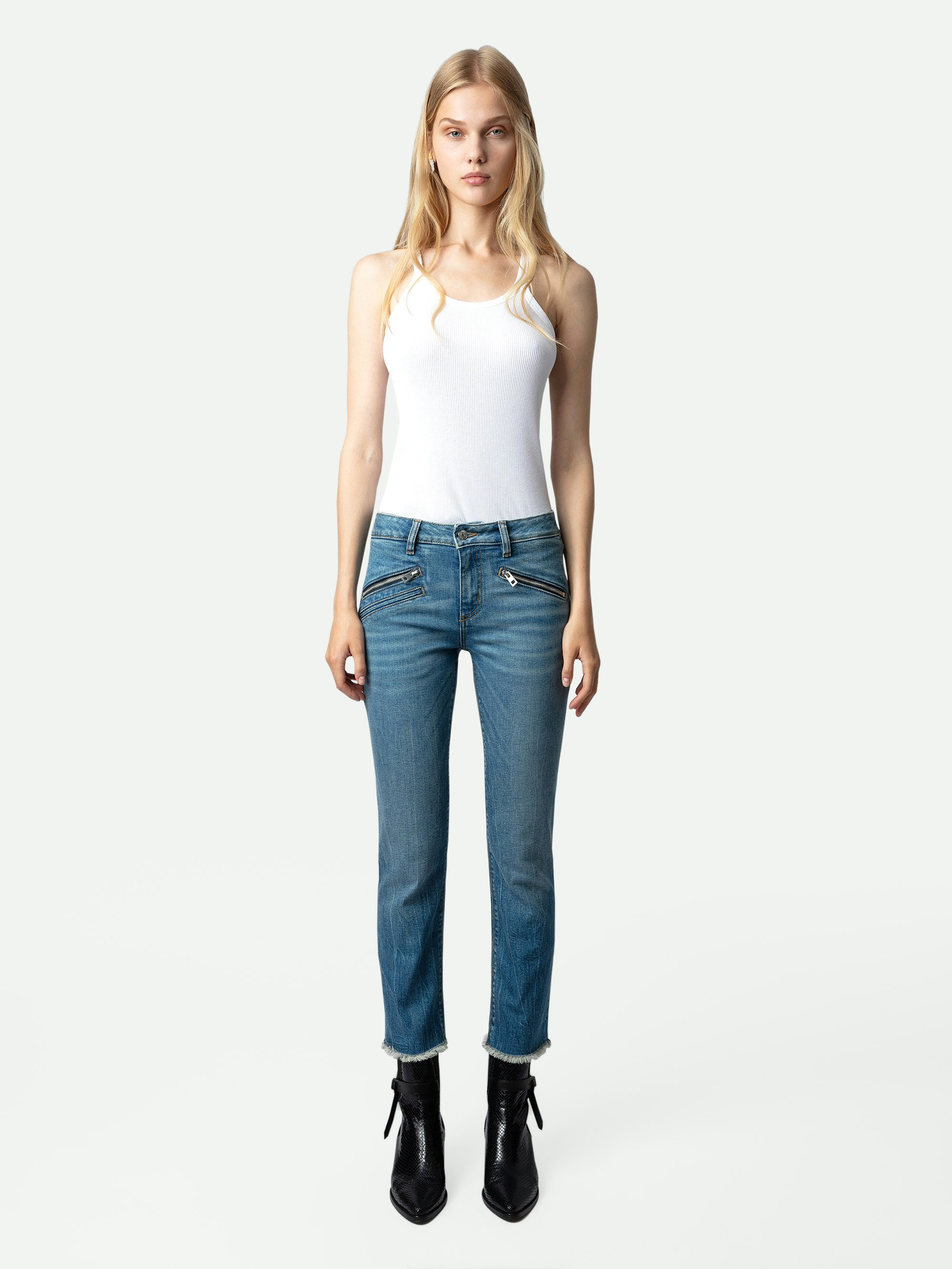 Ava Jeans - Women's blue washed slim jeans