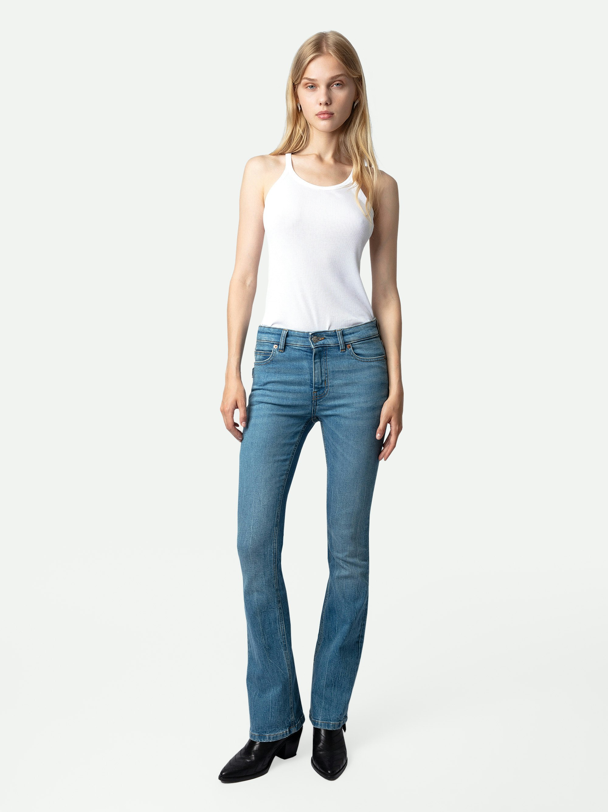 Eclipse Jeans - Women's blue flared jeans.