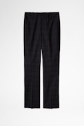 Pantalon Posh - Pantalon à carreaux en laine bleu marine Femme