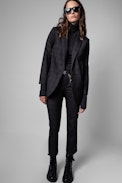 Pantalon Posh - Pantalon à carreaux en laine bleu marine Femme