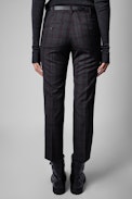 Pantalon Posh - Pantalon à carreaux en laine bleu marine Femme