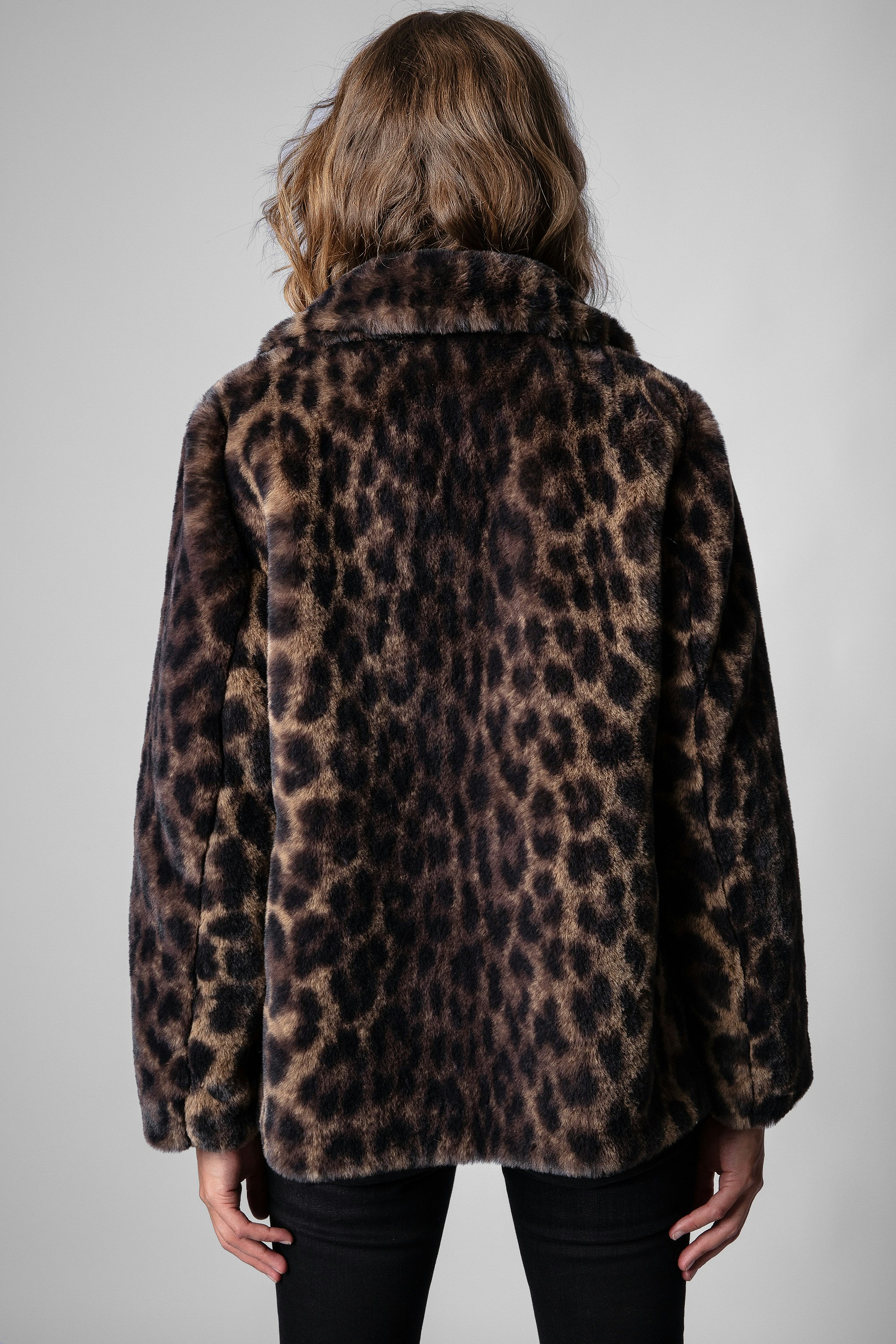 manteau fausse fourrure leopard femme