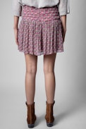 Javala short skirt - Patterned short skirt on pink background