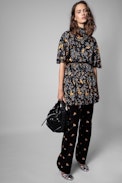 Robe Roza Spark - Robe courte asymétrique noire à imprimé fleuri femme