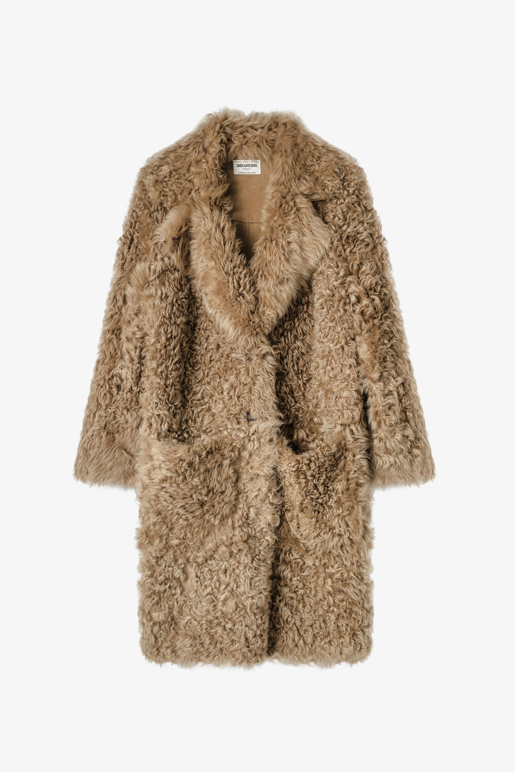 Mady Wavy Coat  Women’s caramel sheepskin coat.