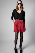 Gonna Jeveal - Gonna corta con stampa floreale rossa e nera donna