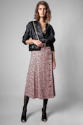 Rock June Silk Skirt - Women’s leopard print long skirt
