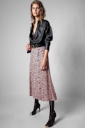 Rock June Silk Skirt - Women’s leopard print long skirt