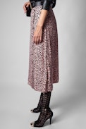 Rock June Silk Skirt - Women’s leopard print long skirt