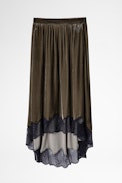Gonna Joslin Velluto - Gonna asimmetrica in velluto verde donna