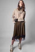 Gonna Joslin Velluto - Gonna asimmetrica in velluto verde donna