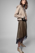 Gonna Joslin Velluto - Gonna asimmetrica in velluto verde donna