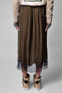 Gonna Joslin Velluto - Gonna asimmetrica in velluto verde donna