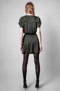 Robe Satin Ritys - Robe courte satinée kaki femme