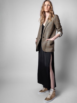 Rayonne Satin Dress - Women's long black dress