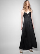 Robe Rayonne Satin  - Robe longue noire.