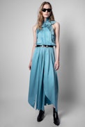 Rimba Silk Dress - Women's blue silk dress
