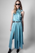 Rimba Silk Dress - Women's blue silk dress