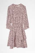 Robe Soie Rooka Skeleton - Robe courte imprimé léopard à volants Femme