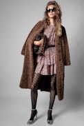 Robe Soie Rooka Skeleton - Robe courte imprimé léopard à volants Femme