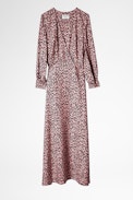 Raiponce Squeleton Silk Dress - Women’s leopard print maxi dress with front slit
