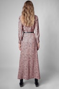 Raiponce Squeleton Silk Dress - Women’s leopard print maxi dress with front slit