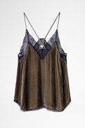 Christy Velvet Camisole - Women's green velvet camisole